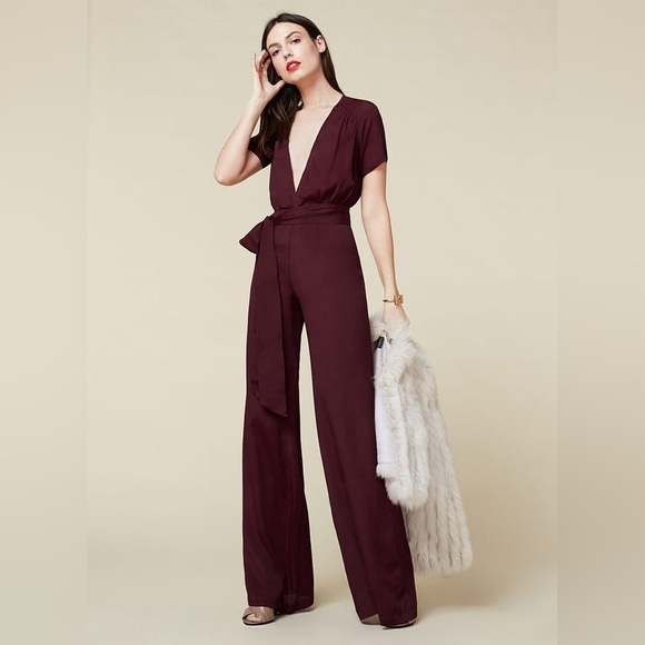 Reformation Aegina Jumpsuit in Deep Burgundy size 0 (no belt) - Picture 1 of 14